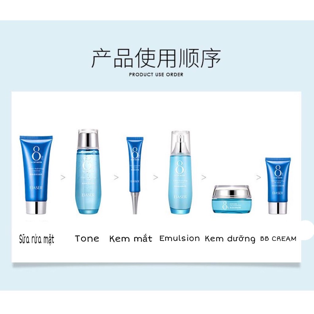 [SẴN]- KÈM FEEDBACK Set skincare 8 cup water dưỡng trắng cấp ẩm