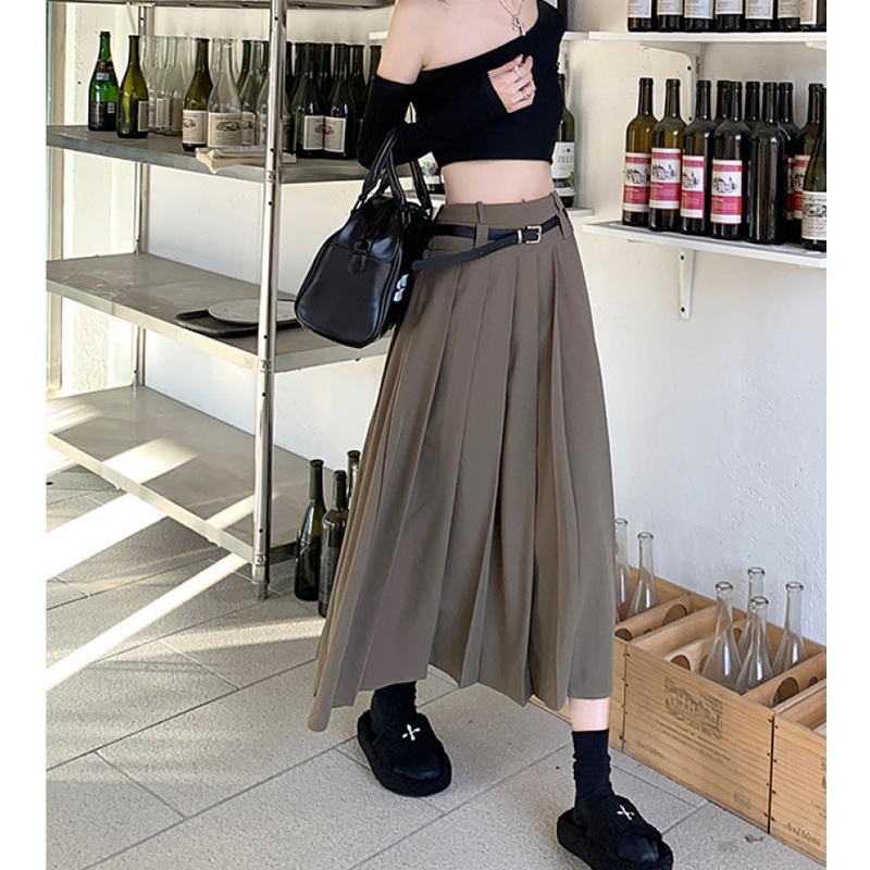 Chân Váy midi Lưng Cao Phong Cách Retro