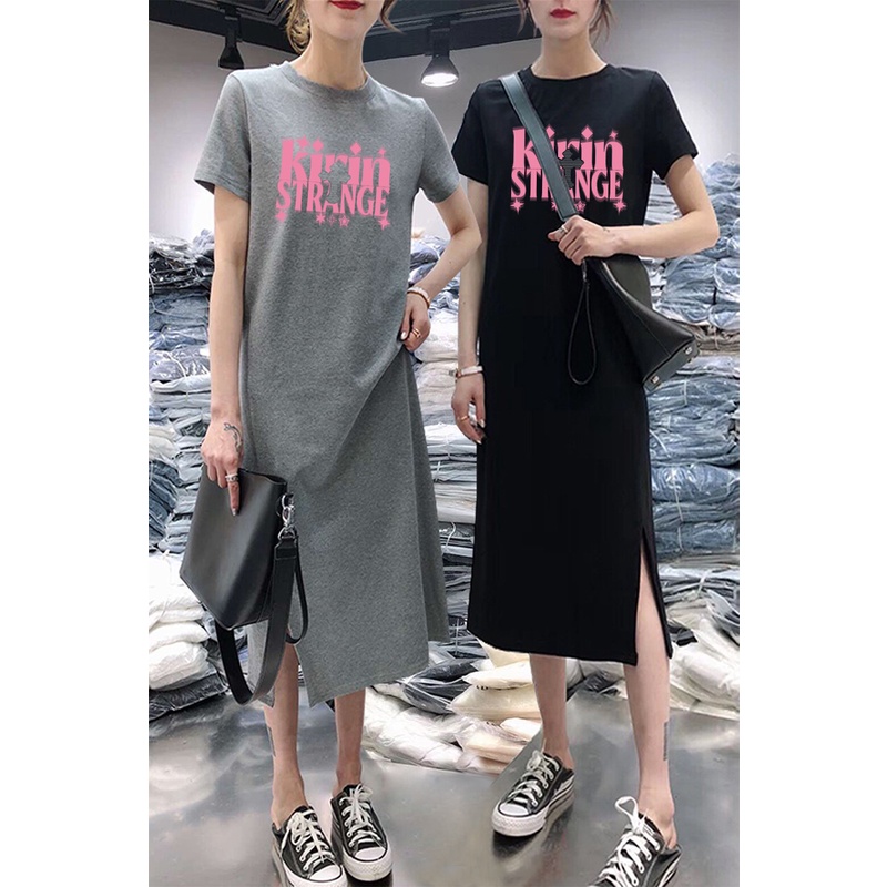 Đầm Cổ Tròn Dáng Rộng Xẻ Tà Thiết Kế Đơn Giản Thời Trang Mùa Hè Cho Nữ