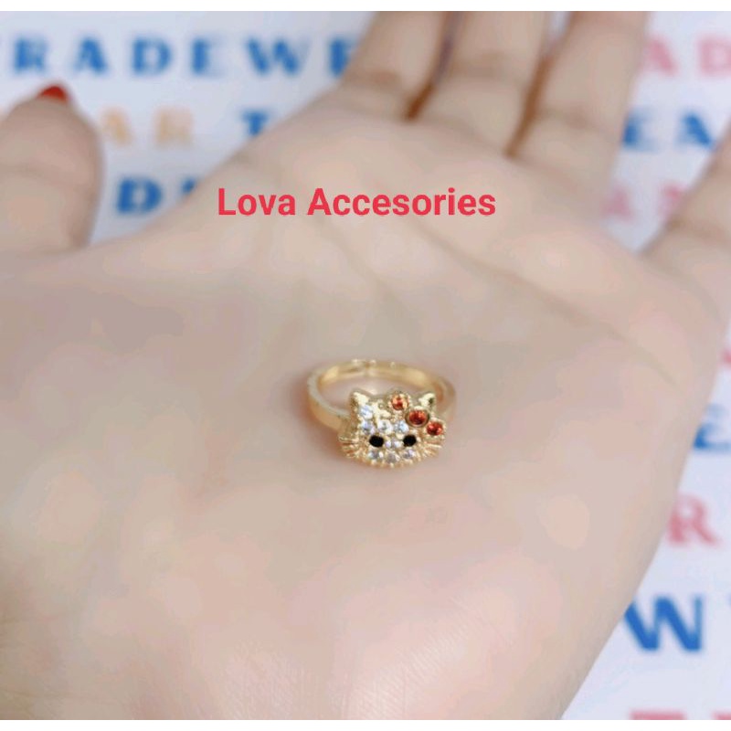Nhẫn Hình Mèo Kitty Màu Vàng Mới Nhất Cho Bé 2-7 Tuổi
