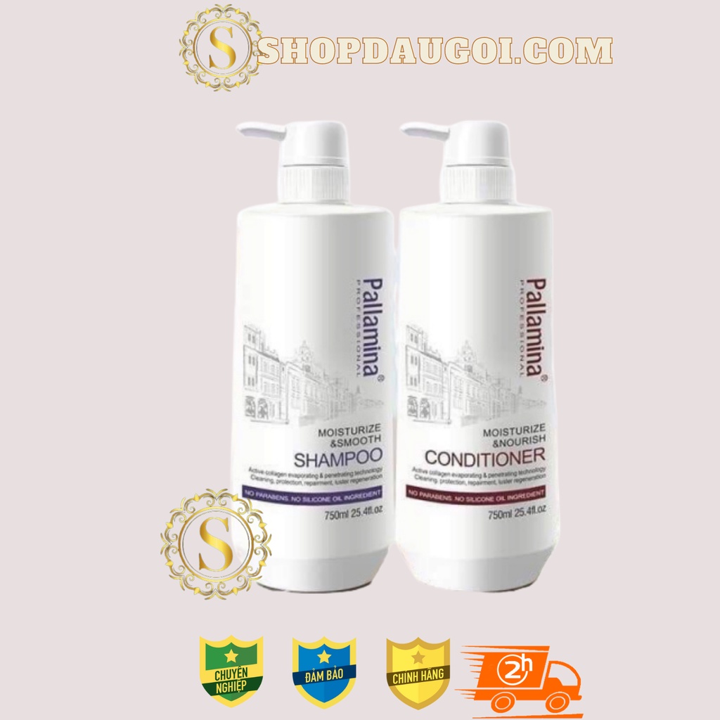 DẦU GỘI DẦU XẢ PALLAMINA KIỀM DẦU PHỤC HỒI TÓC SIÊU MƯỢTCOLLAGEN KERATIN COMPLEX 400ML *2