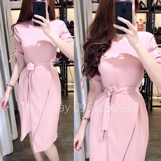 ĐẦM BODY ĐẮP CHÉO CỘT NƠ EO D0887125