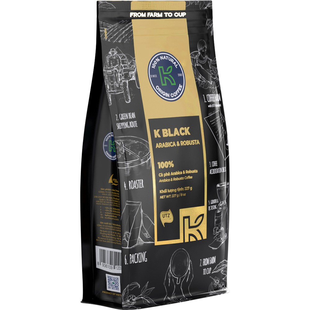 CÀ PHÊ RANG XAY K-COFFEE BLACK 227G