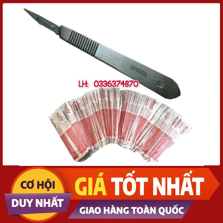 Combo 100 lưỡi dao mổ số 11 + cán dao mổ số 3