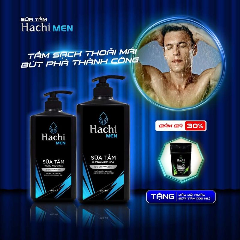 Sữa tắm nam hương nước hoa BODY WASH Hachi Men khử mùi làm sạch sâu 650ml