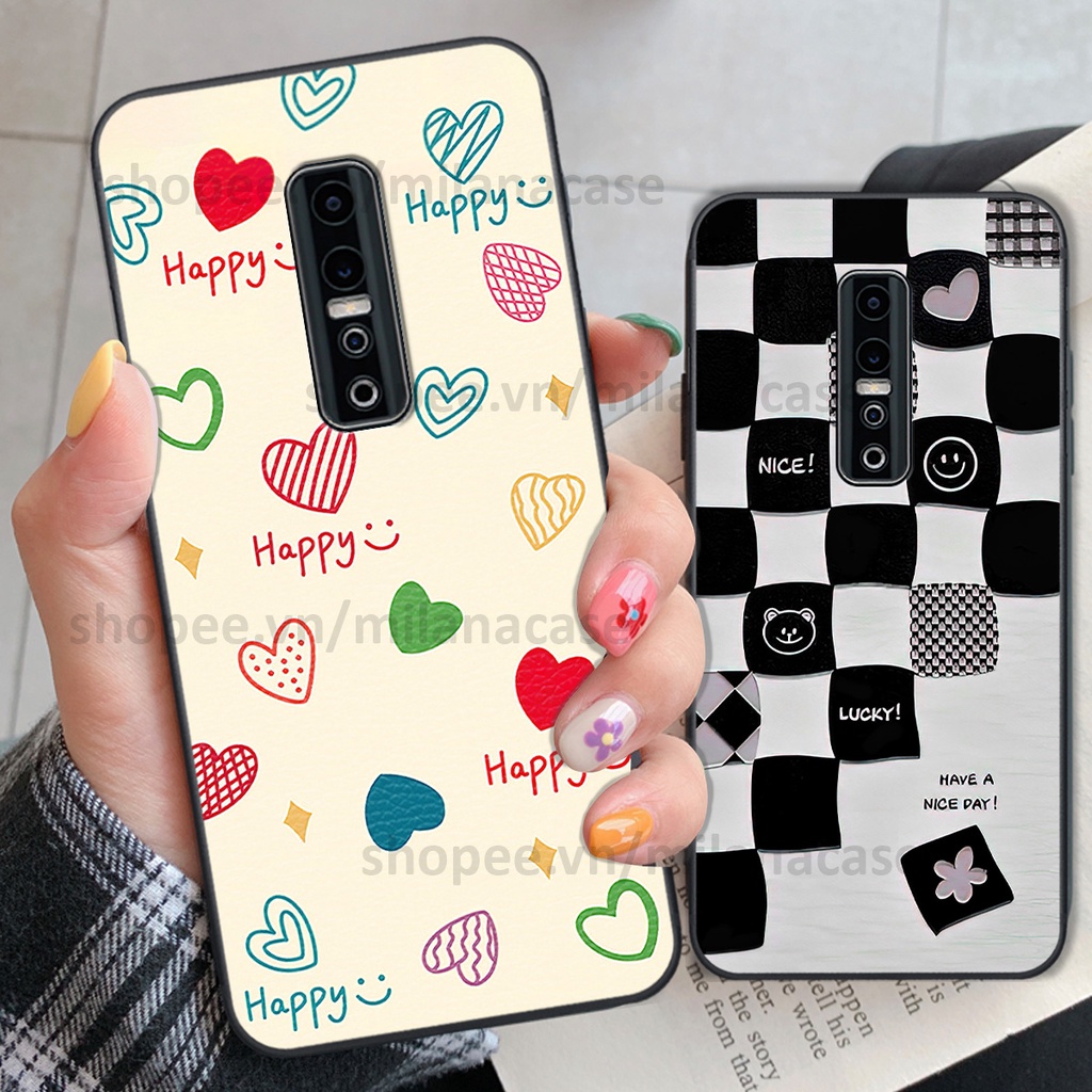 Ốp Vivo V17 Pro in hình caro trái tim siêu đẹp, siêu nét đầy phong cách cá tính