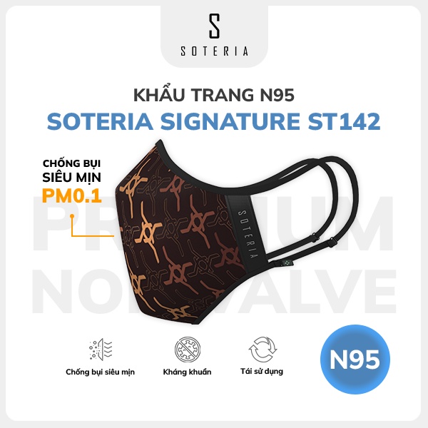 Khẩu trang thời trang SOTERIA Signature ST142 - N95 lọc 99% bụi mịn 0.1 micro - Size S,M,L