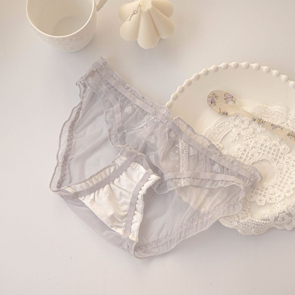 Quần Lót Phối Ren Họa Tiết Chấm Bi Thoáng Khí Thời Trang Hàn Quốc Cho Nữ