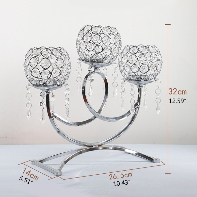 HO 3 Arms Crystal Candlestick Holders,Table Candelabras,Buffet Cabinet Candelabra Ornaments Table Centerpieces for Wedding
