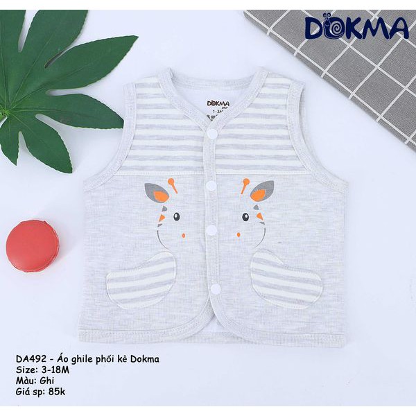 Dokma - Áo gile phối kẻ 3-18M (DA492)