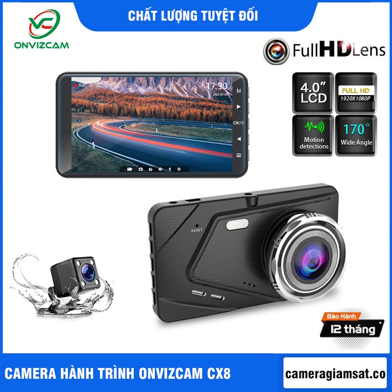 ⚡️Chính hãng⚡️ CAMERA HÀNH TRÌNH GIÁM SÁT Ô TÔ ONVIZCAM CX-8, FULL HD 1080P, MÀN HÌNH 4 INCH IPS, CAO CẤP