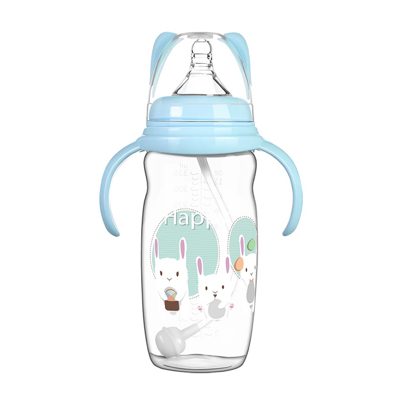 Bình sữa PP silicone miệng lớn không chứa bisphenol A miệng lớn an toàn chống sặc chống rơi dành cho trẻ sơ sinh 330ml