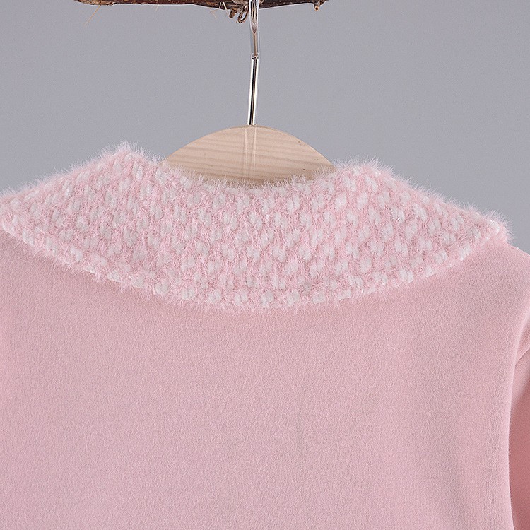 Áo khoác bé gái cổ sen túi trái tim chất cotton lót nhung siêu mềm mịn size 9-15kg AK21