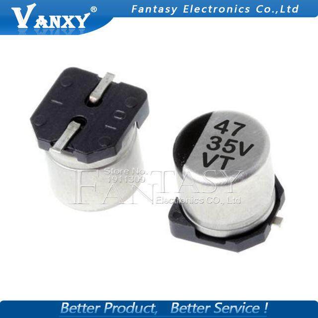 10 Chiếc Tụ Điện Phân 35V 47UF 6 * 5mm SMD Nhôm Điện Phân Tụ 47uf 35v