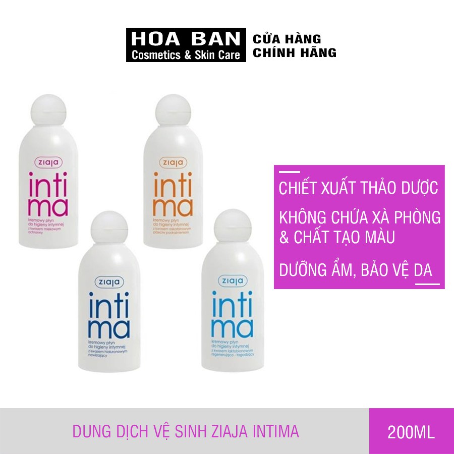 Dung dịch vệ sinh phụ nữ Ziaja Intima 200ml Bổ Sung Axit Hialur