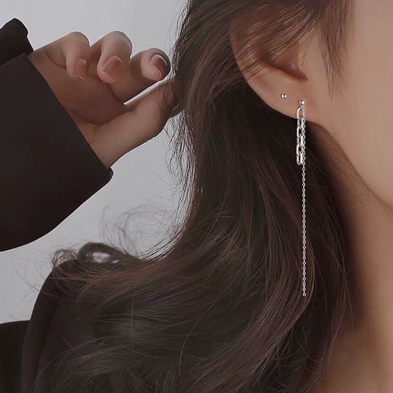 Khuyên tai dây xích phong cách Hàn Quốc 2022 sành điệu cho nữ