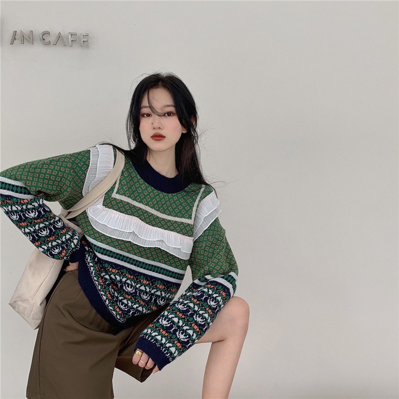 Áo len thổ cẩm phối ren siêu xinh