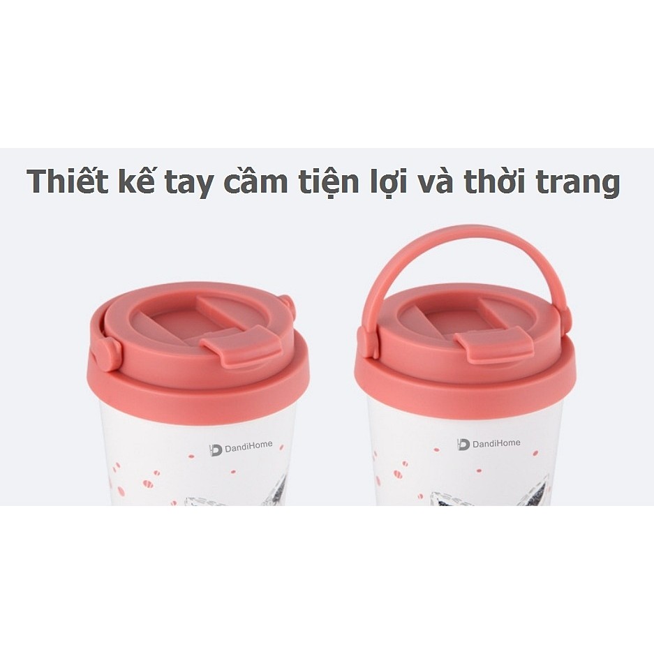 Cốc 500ml DandiHome inox 304 cách nhiệt, giữ nhiệt nóng lạnh hình chú Cáo