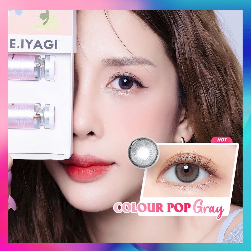 [LENS KHÔNG CẦN NGÂM] EYEIYAGI COLOUR POP GRAY Tone xám tro PREMIUM SILICONE HYDROGEL | Anti UV | Chính hãng HÀN QUỐC