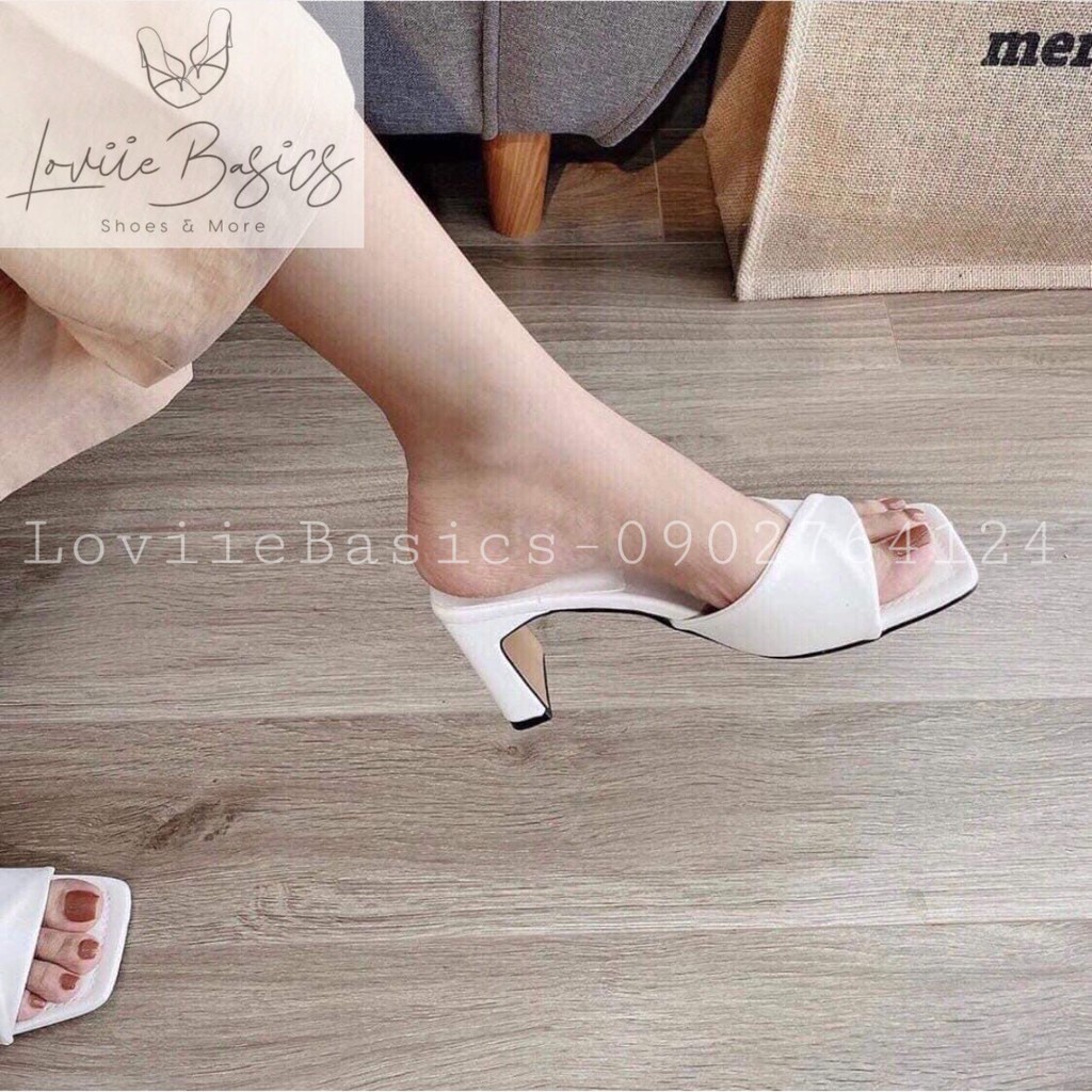DÉP CAO GÓT LOVIIEBASICS - DÉP NỮ ĐẾ VUÔNG 5P - GUỐC NỮ XỎ NGÓN - GUỐC CAO GÓT TRẦN CHỈ D200344 D200802