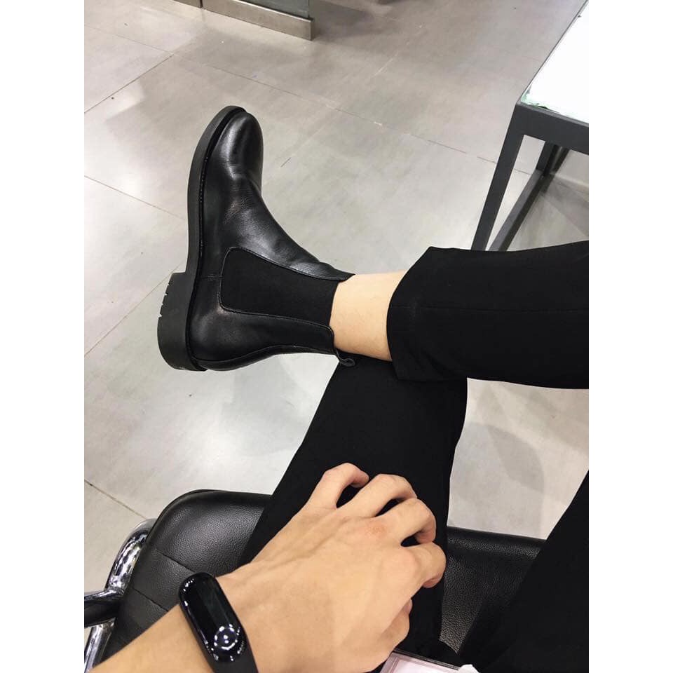Giày da chelsea boots nam cao cấp mũi tròn da bò thật 100%