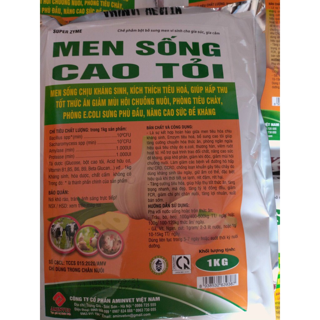 Men sống cao tỏi - chỉ dùng trong thú y
