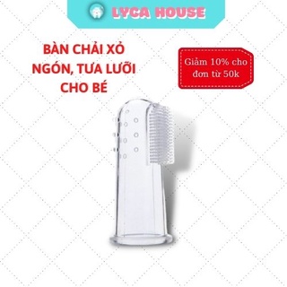 Tưa lưỡi cho bé, bàn chải đánh răng xỏ ngón silicon, có hộp đựng giữ vệ sinh