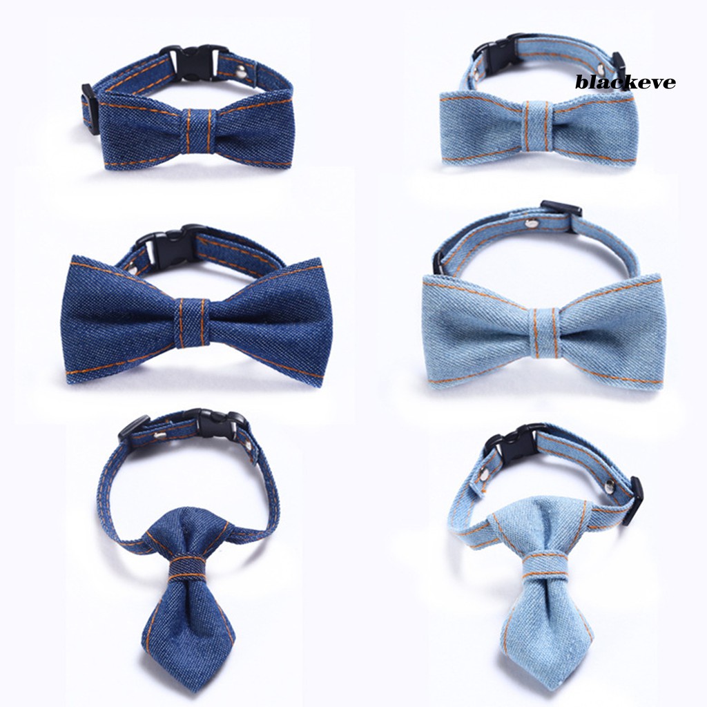 Vòng Cổ Vải Jean Đính Nơ Dễ Thương Cho Thú Cưng