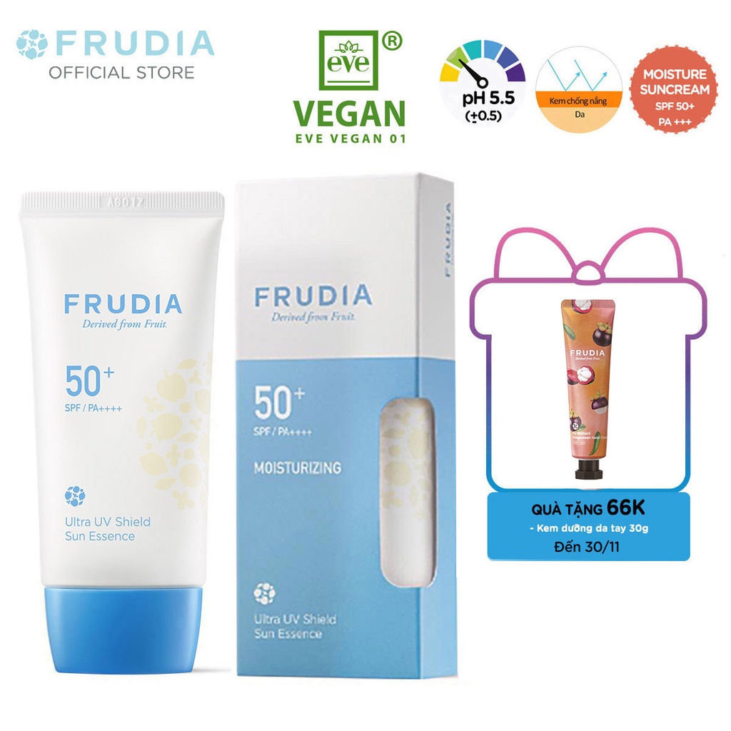 [TẶNG 66K]Tinh Chất Chống Nắng Ngăn Ngừa Tia UV Frudia Ultra UV Shield Sun Essence 50+ SPF/PA++++ 50g