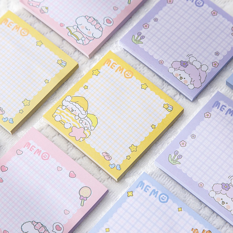 Set 80 Tờ Giấy Ghi Chú Họa Tiết Hoạt Hình Dễ Thương Cho Học Sinh