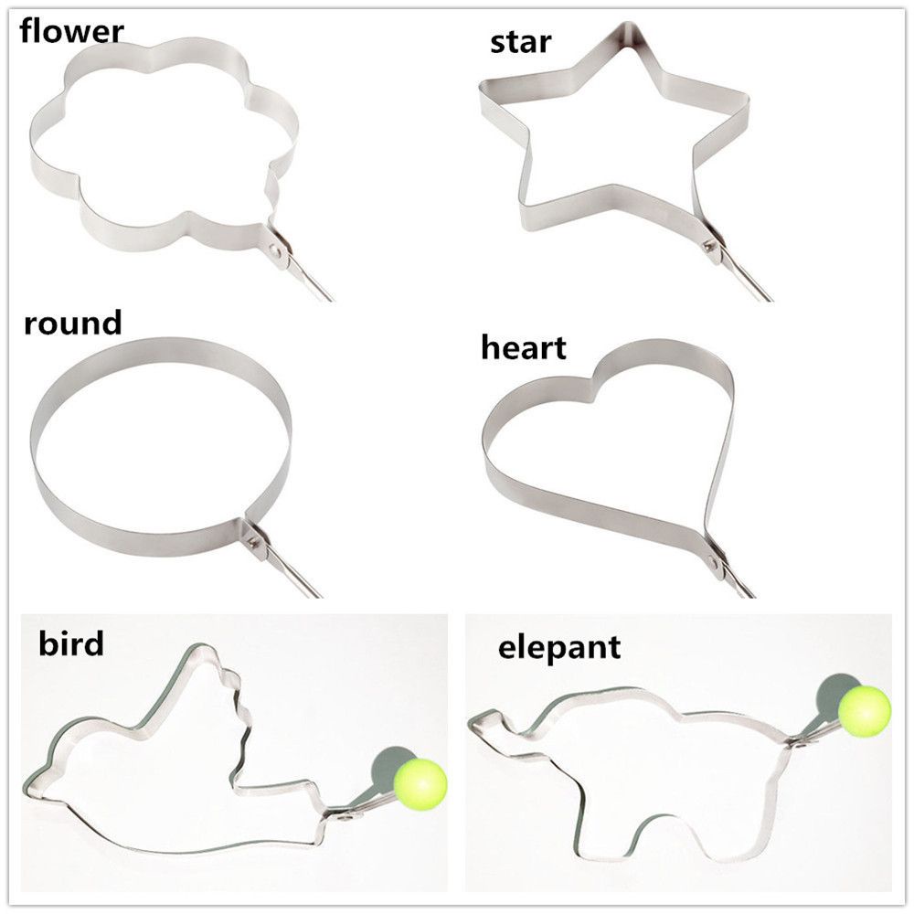 Khuôn Chiên Trứng Hình Tròn / Ngôi Sao / Trái Tim Bằng Thép Không Gỉ