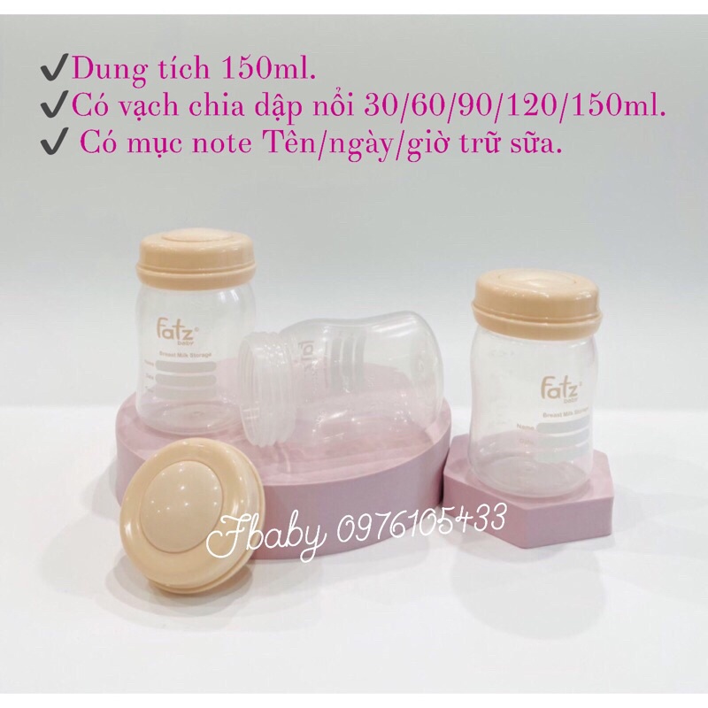 Bộ 3 Bình Trữ Sữa Mẹ Cổ Rộng 150ml Fatz Baby Hàn Quốc