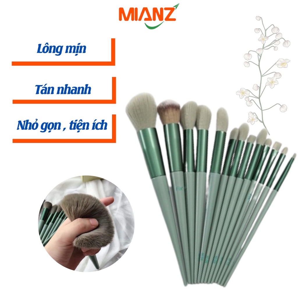 Bộ cọ trang điểm Fix+ 13 cây - Cọ makeup cá nhân cao cấp - Lông mềm mịn- Kèm túi và Hộp sang chảnh-MIANZ STORE