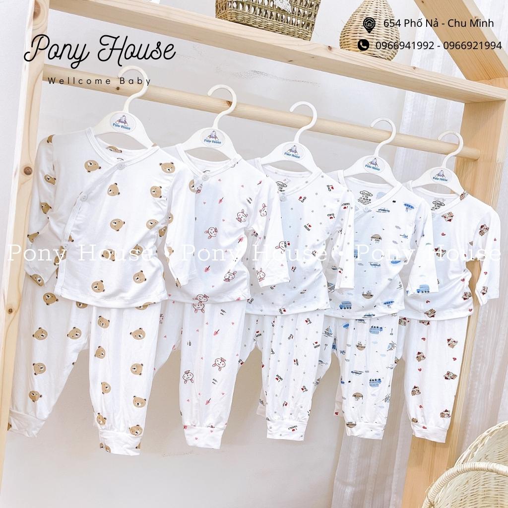 Bộ Sơ Sinh Dài Tay Cài Chéo Chất Cotton Thun Lạnh Siêu Mềm, Mát Cho Bé Trai, Bé Gái Từ Sơ Sinh (0-3M Đến 6-9M)