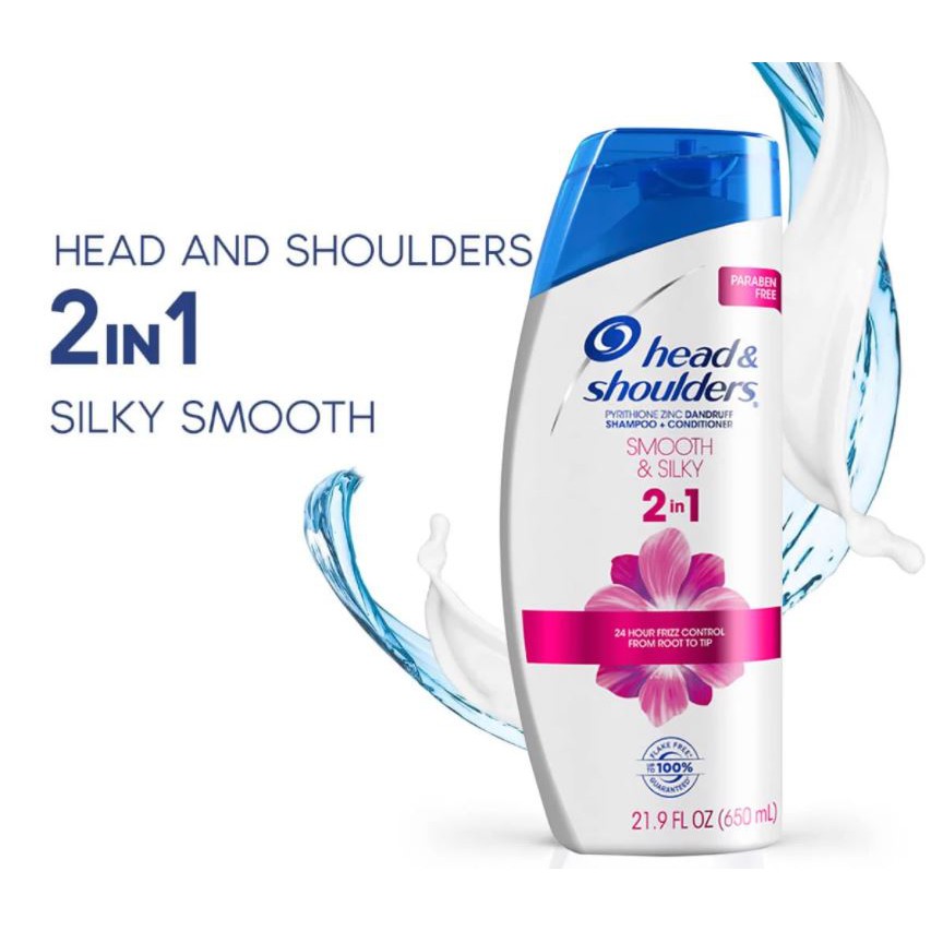 Dầu Gội Và Xả Giảm Gàu Head &amp; Shoulders Smooth &amp; Silky 2in1 Pyrithione Zinc Dandruff Shampoo +Conditioner