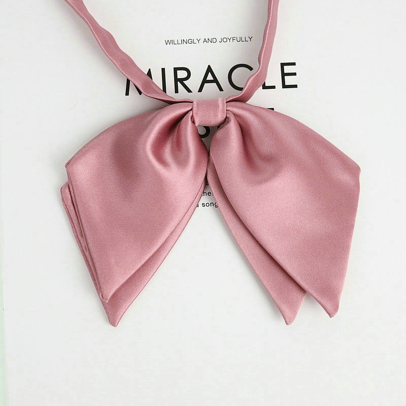 Cà Vạt Nơ Bằng Da Hai Lớp Màu Trơn Phối Hoa Dành Cho Nữ Sinh