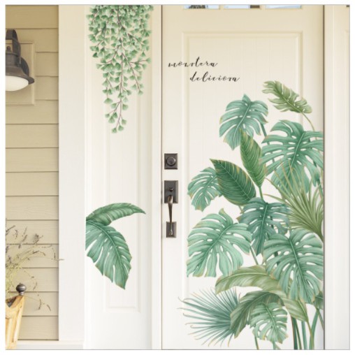 Decal dán tường trang trí - BỤI BẠC HÀ VÀ DÂY LEO XANH TƯƠI