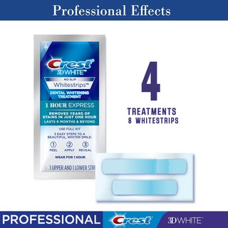 4 gói dán trắng răng 1 Giờ Crest 3D WHITE NO SLIP Whitestrips  4 treatments / 8 Strips [HÀNG LOẠI 1, CAM KẾT KHÔNG GIẢ]