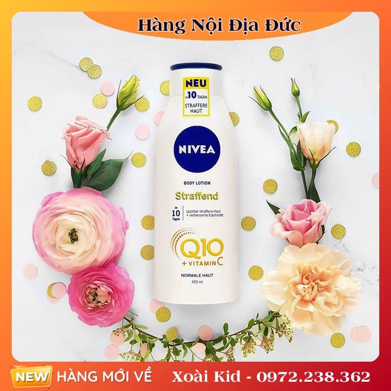 Dưỡng thể Nivea Q10 Vitamin C 400ML giúp sáng da, mềm mịn– Nội địa Đức Đủ Bill