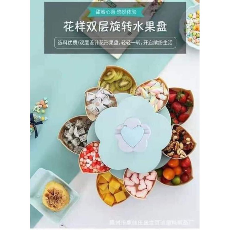KHAY MỨT XOAY 2 TẦNG 10 CÁNH SIÊU RẺ, HỘP ĐỰNG BÁNH KẸO , mứt