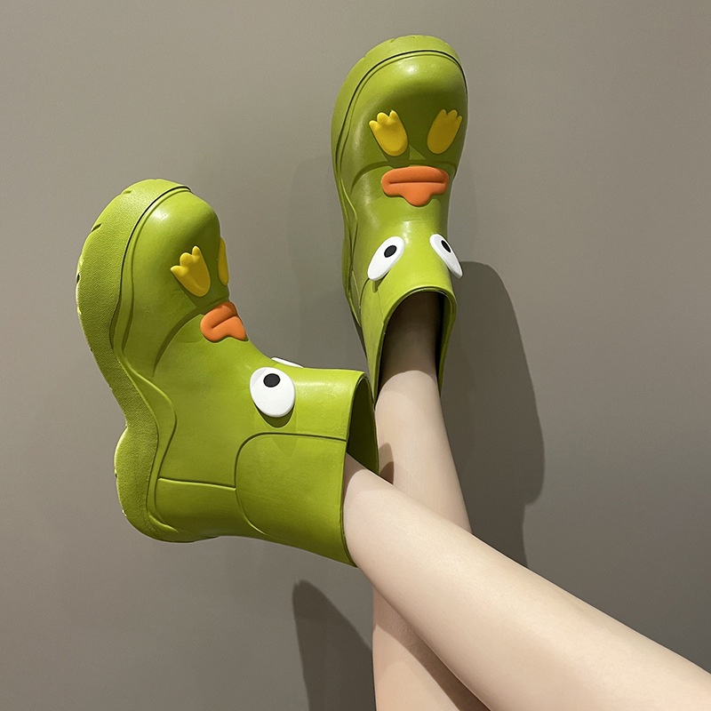 Ủng Đi Mưa Đế Dày Chống Trượt Màu Xanh Bơ Thời Trang Mùa Hè Cho Nữ