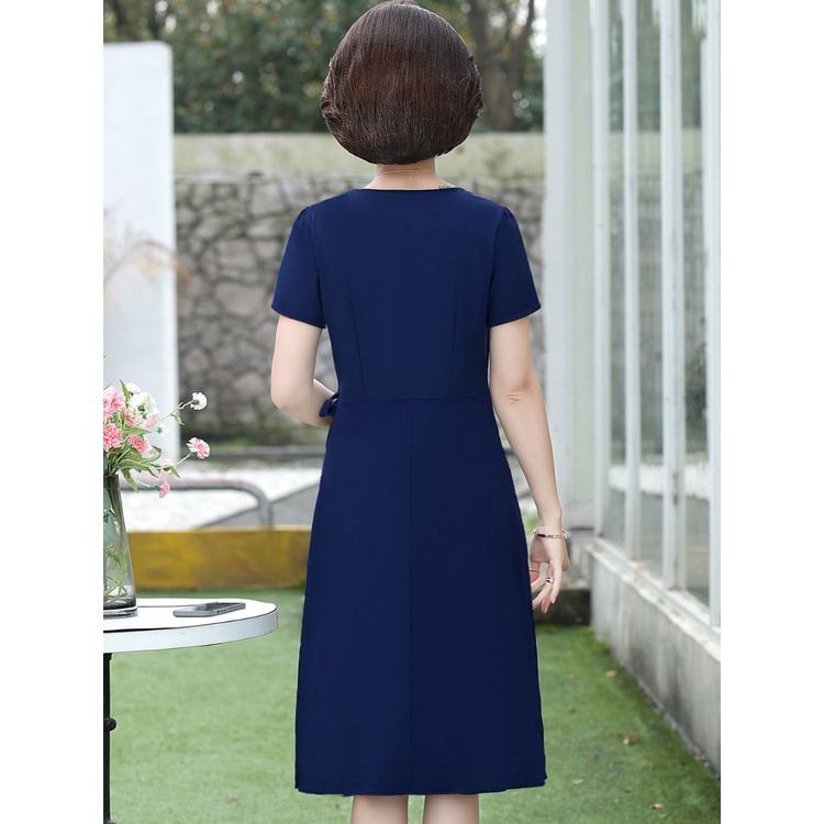 Đầm Chiffon Tay Ngắn Thời Trang Mùa Hè Dành Cho Phụ Nữ Trung Niên 40-50 Tuổi Phong Cách Phương Tây