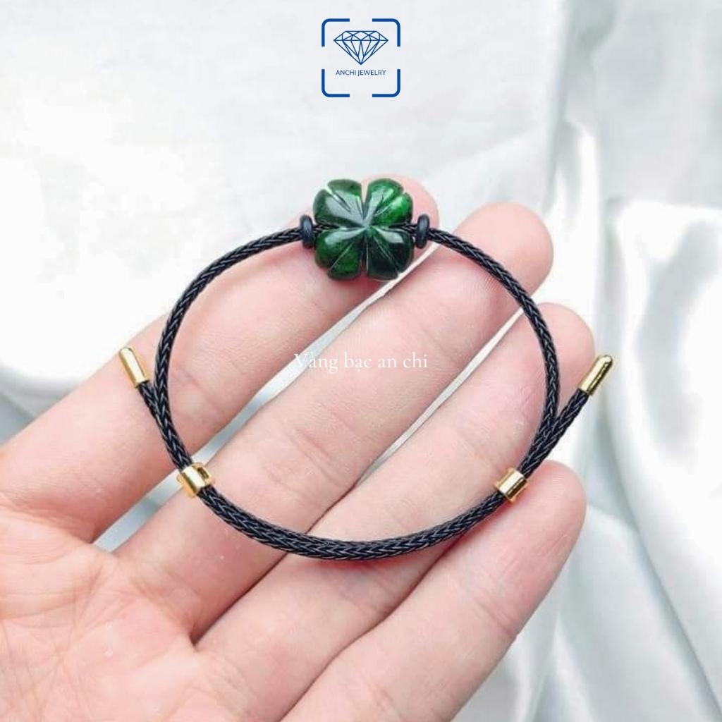 Vòng tay cỏ 4 lá đá ngọc sơn thủy mệnh mộc / hỏa Anchi jewelry