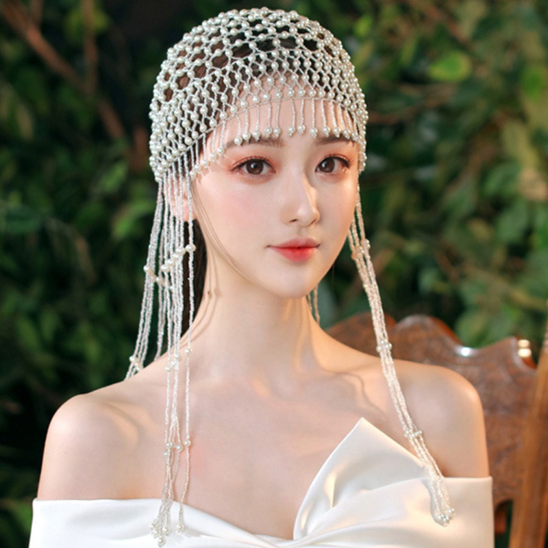 Han Mũ Lưỡi Trai Rỗng Đính Ngọc Trai Độc Đáo Cho Tiệc Tùng Gatsby