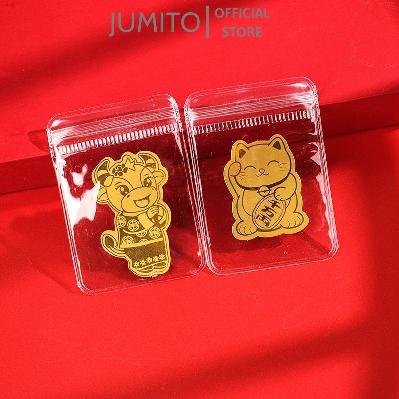 Miếng dán trâu mèo vàng cầu tài lộc may mắn dùng cho điện thoại và ví tiền JUMITO SL232