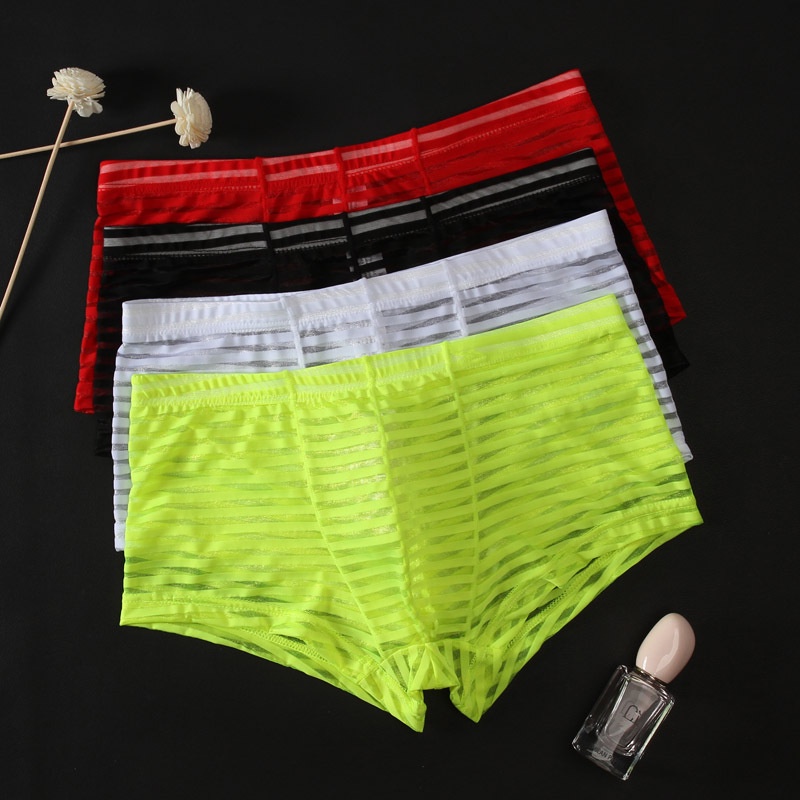 [free ship 50k + che tên đơn hàng] QUẦN LÓT NAM BOXER LƯỚI SỌC NGANG (HÌNH THẬT)