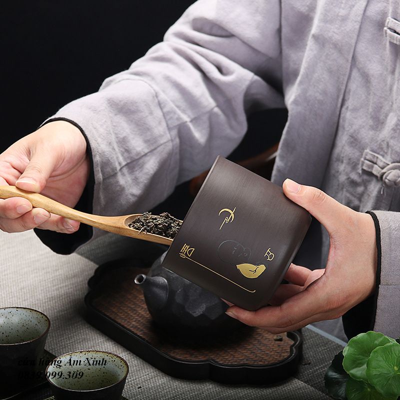 Hũ, Bình đựng trà bằng gốm (cỡ lớn, nắp rất khít)