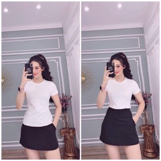 Áo Thun Trắng Ôm Body Cổ Tròn Ngắn Tay,Thun Trơn Basic,Áo Thun Nữ Tay Ngắn, Trẻ Trung, Thun Thái Cổ Tròn, Áo Phông Trơn