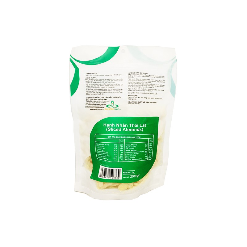 Hạnh nhân thái lát SKX, nhập khẩu từ Úc bịch 250g