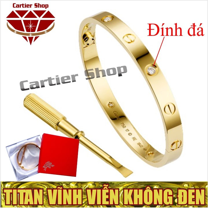 LẮC TAY CATIER ĐÍNH ĐÁ màu HỒNG, TRẮNG, VÀNG | VÒNG TAY CARTIER